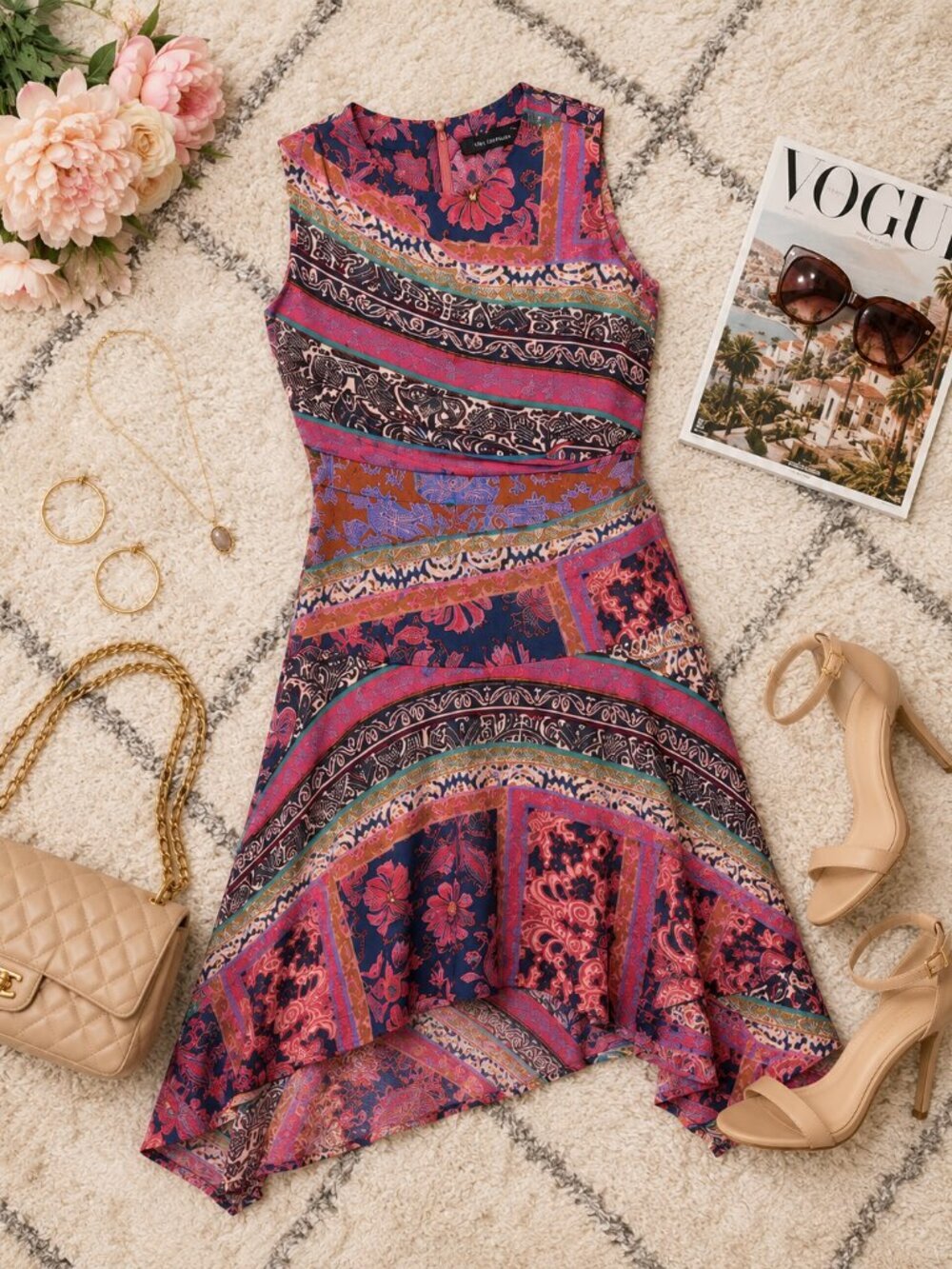 AVEC LES FILLES Pink Asymmetrical Sleeveless Mini Dress XS NWT